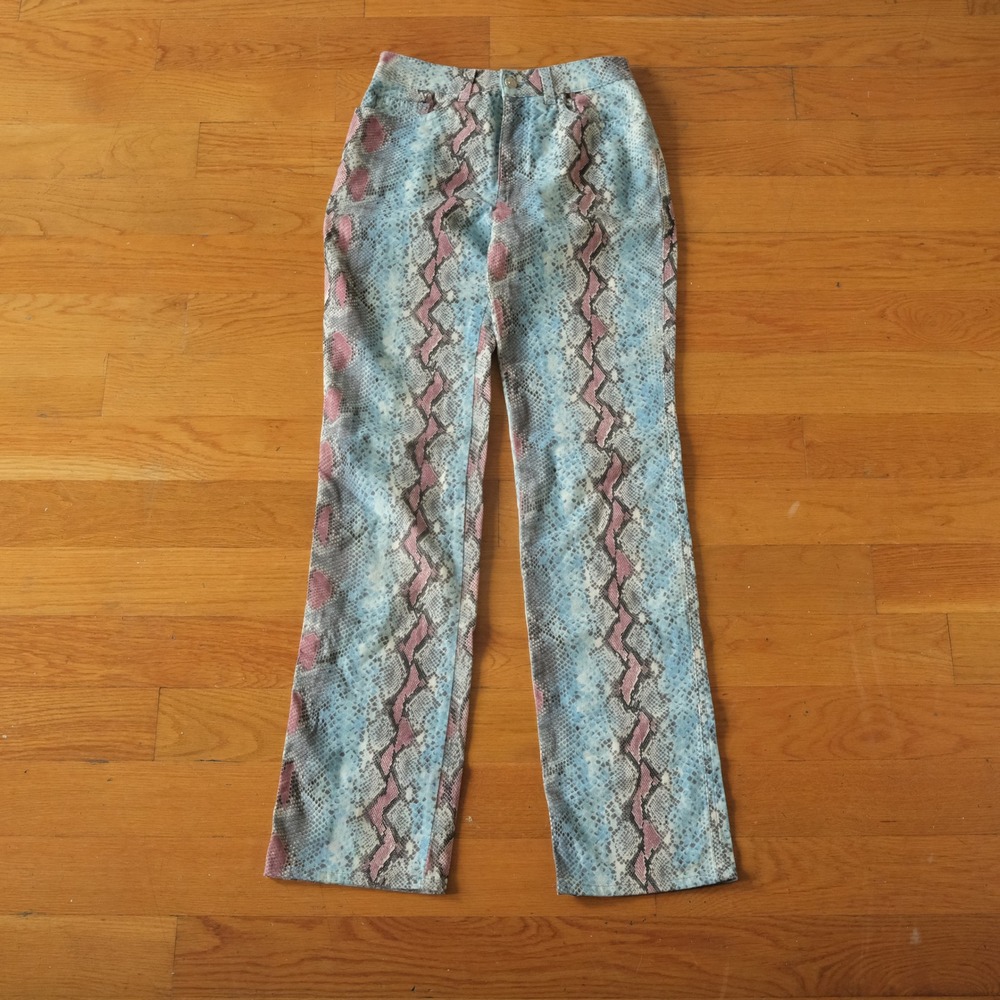 Emanuel Ungaro Jeans Wos Blue Snake Print Vintage Y2K Aesthetic Size 28 Straight